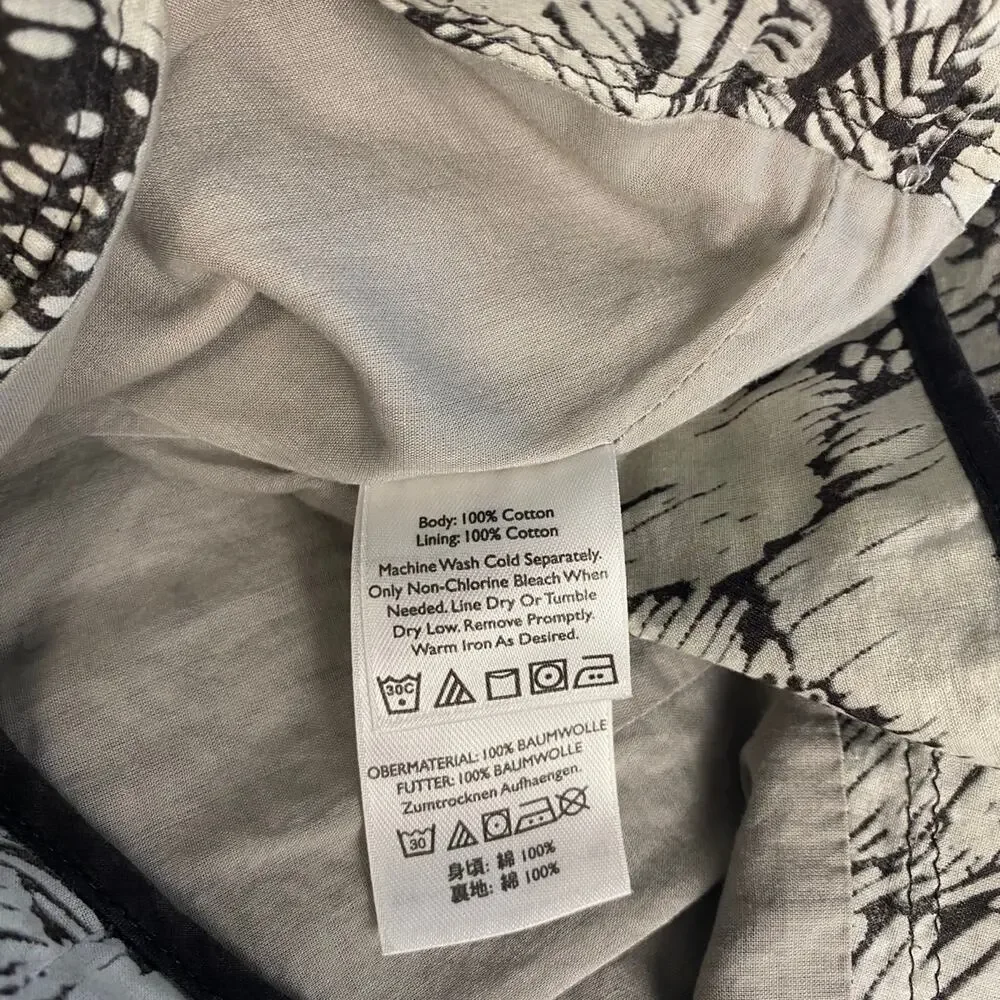 Eddie Bauer Cotton Floral Print A-Line Skirt Lightweight Brown White Size 6 90's